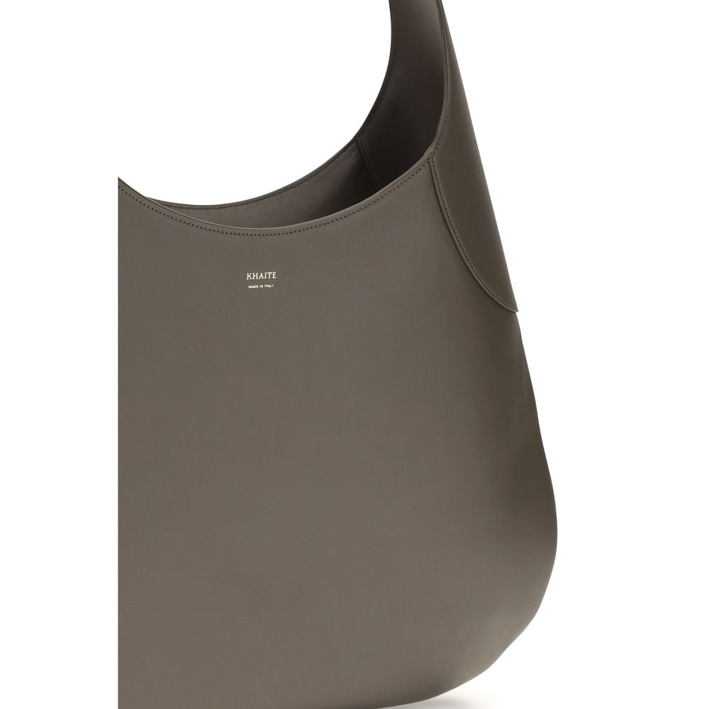Khaite Gray Calf Leather Bos Taurus Joan Hobo Shoulder Bag