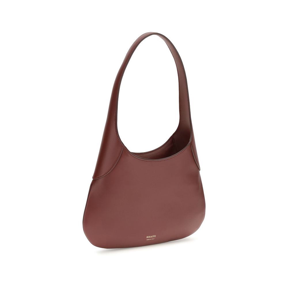 Khaite Bordeaux Calf Leather Bos Taurus Joan Hobo Shoulder Bag