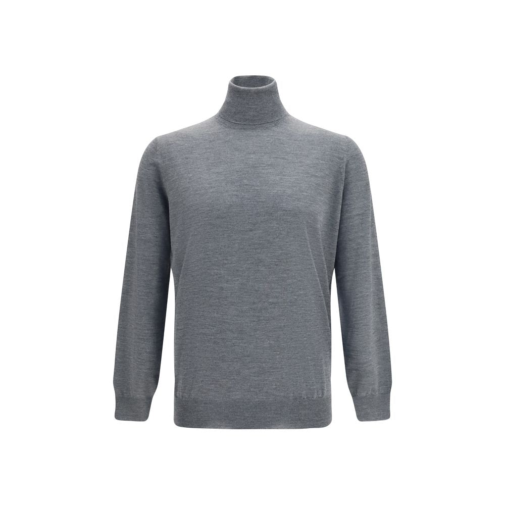 Brunello Cucinelli Gray Wool Turtleneck Jumper