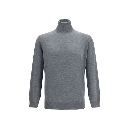 Brunello Cucinelli Gray Wool Turtleneck Jumper