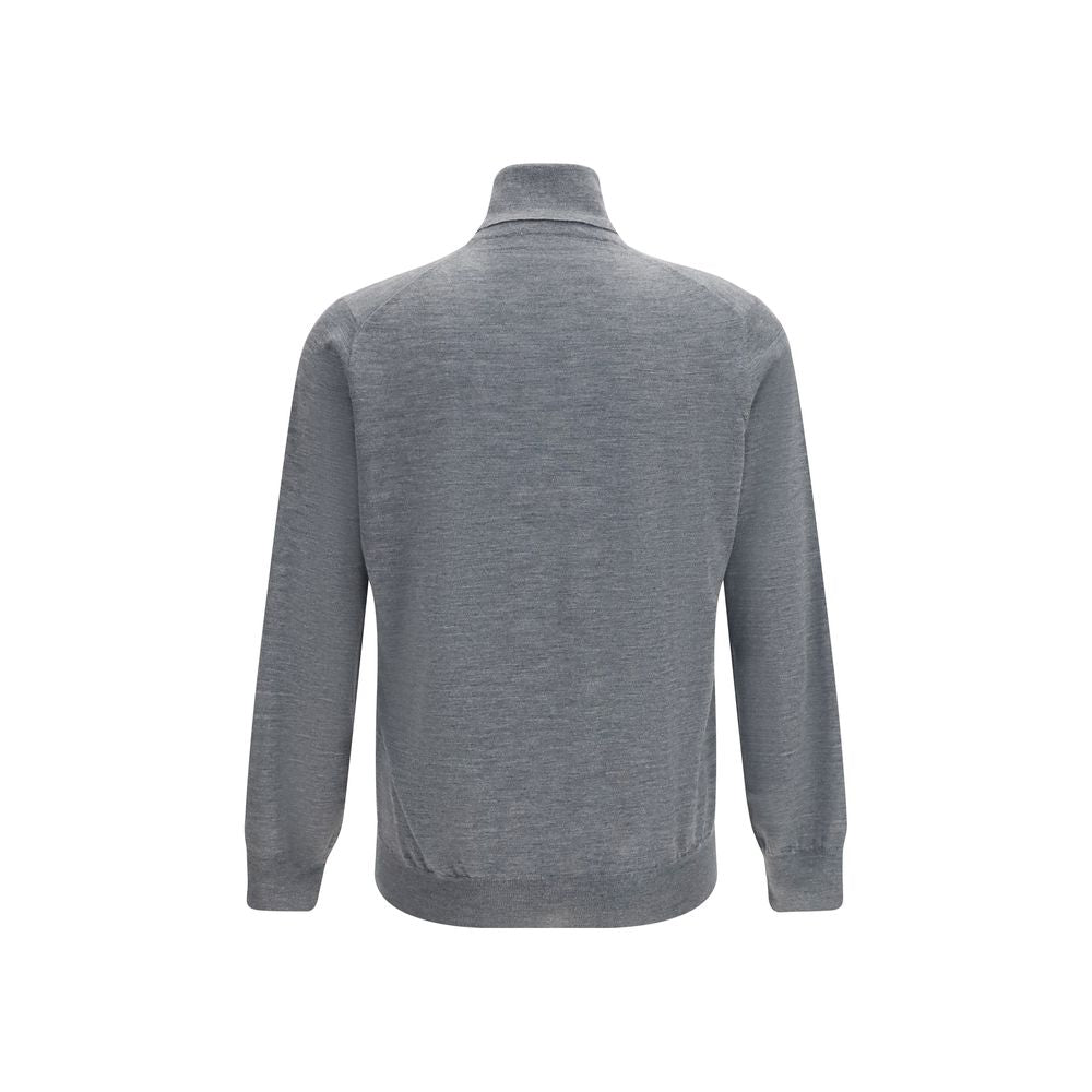 Brunello Cucinelli Gray Wool Turtleneck Jumper