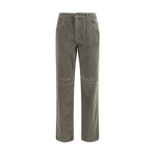 Brunello Cucinelli Bicolor Cotton Corduroy Trousers for Men