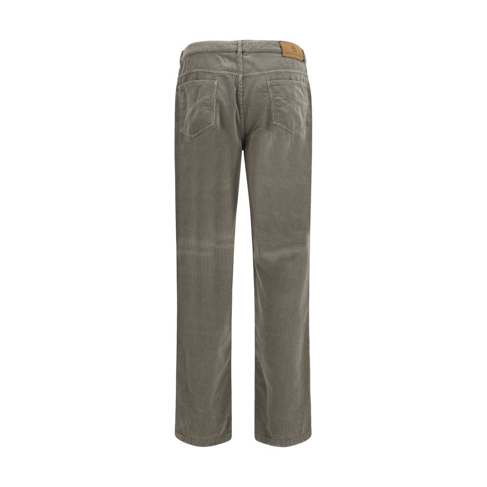 Brunello Cucinelli Bicolor Cotton Corduroy Trousers for Men