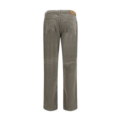 Brunello Cucinelli Bicolor Cotton Corduroy Trousers for Men