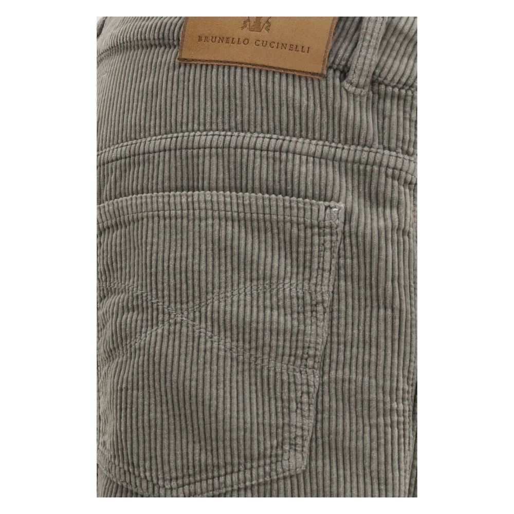 Brunello Cucinelli Bicolor Cotton Corduroy Trousers for Men