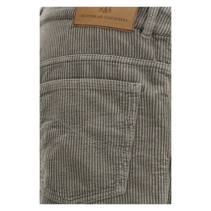 Brunello Cucinelli Bicolor Cotton Corduroy Trousers for Men
