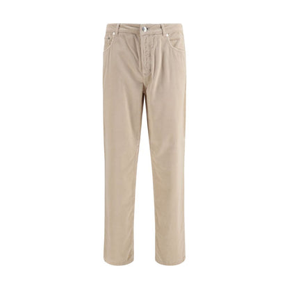 Brunello Cucinelli Beige Cotton Corduroy Trousers for Men