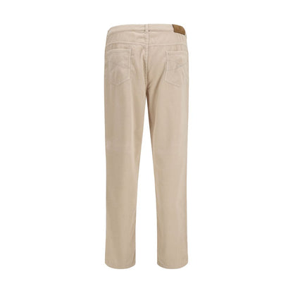 Brunello Cucinelli Beige Cotton Corduroy Trousers for Men