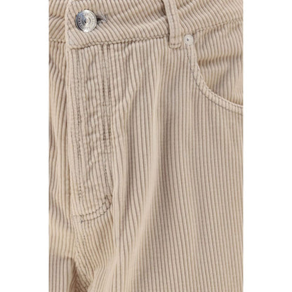Brunello Cucinelli Beige Cotton Corduroy Trousers for Men