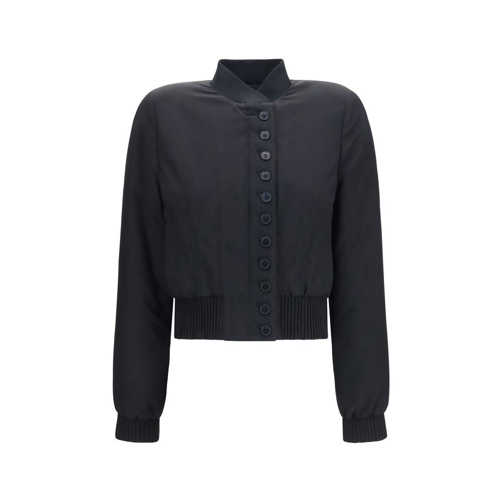 Alexander McQueen Black Buttoned Bomber Jacket