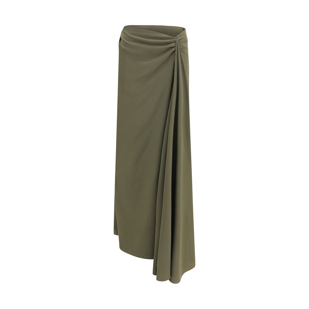 Alexander McQueen Green Silk Draped Maxi Skirt