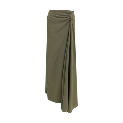Alexander McQueen Green Silk Draped Maxi Skirt