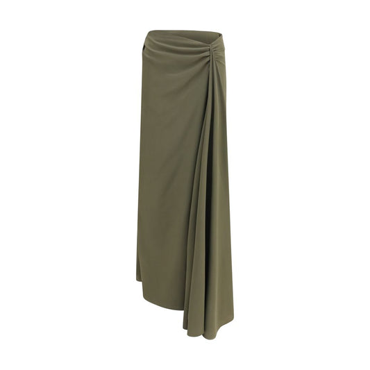 Alexander McQueen Green Silk Draped Maxi Skirt