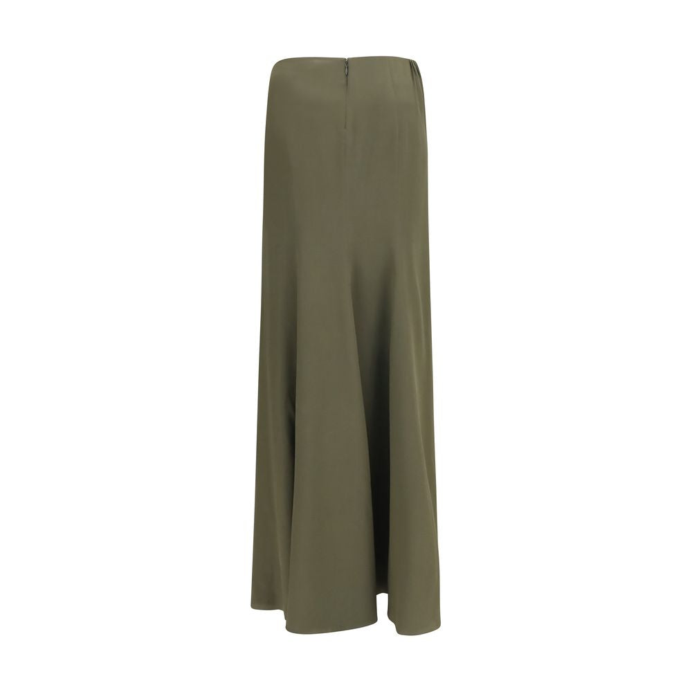 Alexander McQueen Green Silk Draped Maxi Skirt