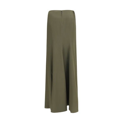 Alexander McQueen Green Silk Draped Maxi Skirt