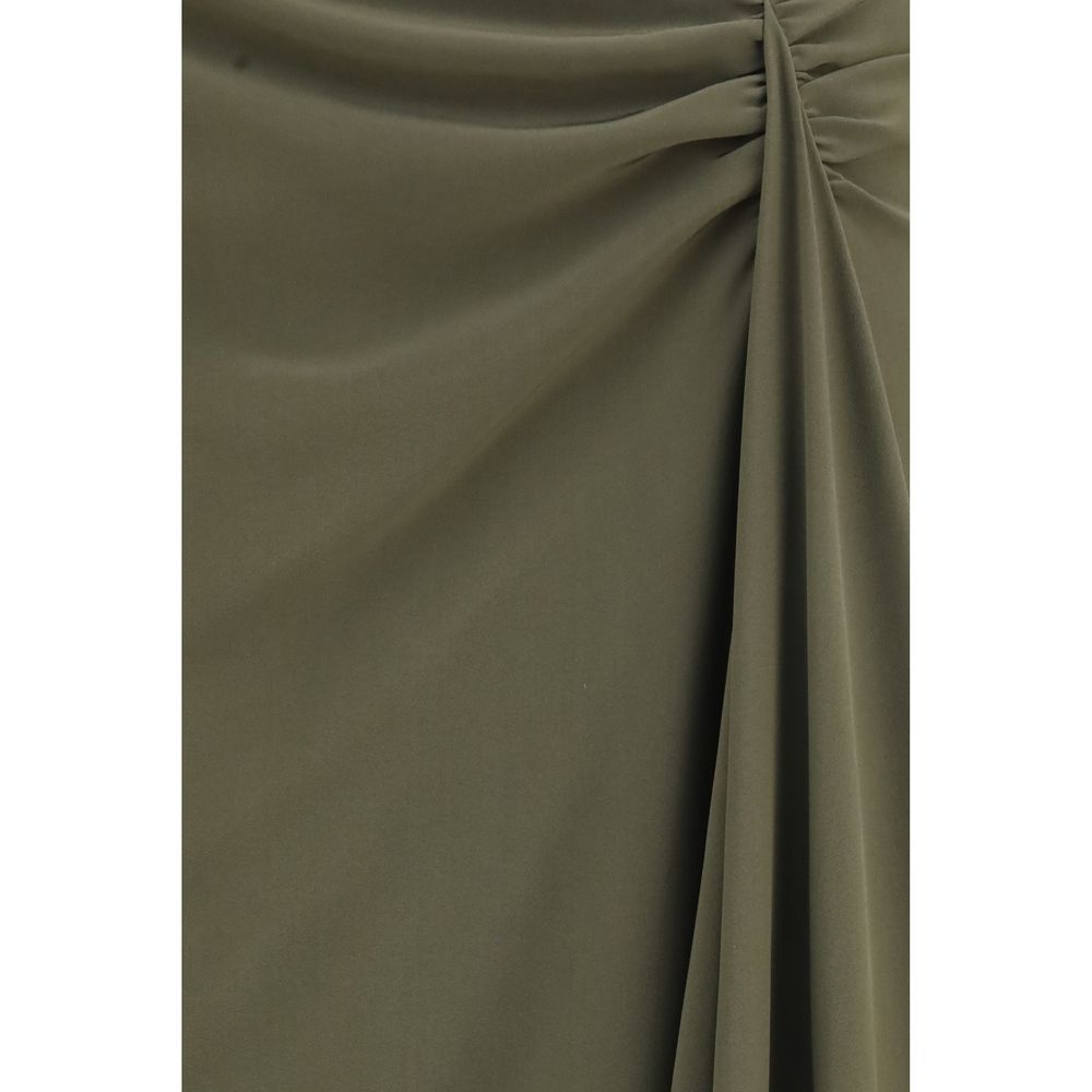 Alexander McQueen Green Silk Draped Maxi Skirt