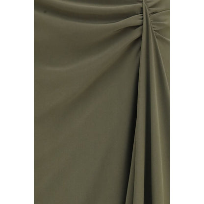 Alexander McQueen Green Silk Draped Maxi Skirt