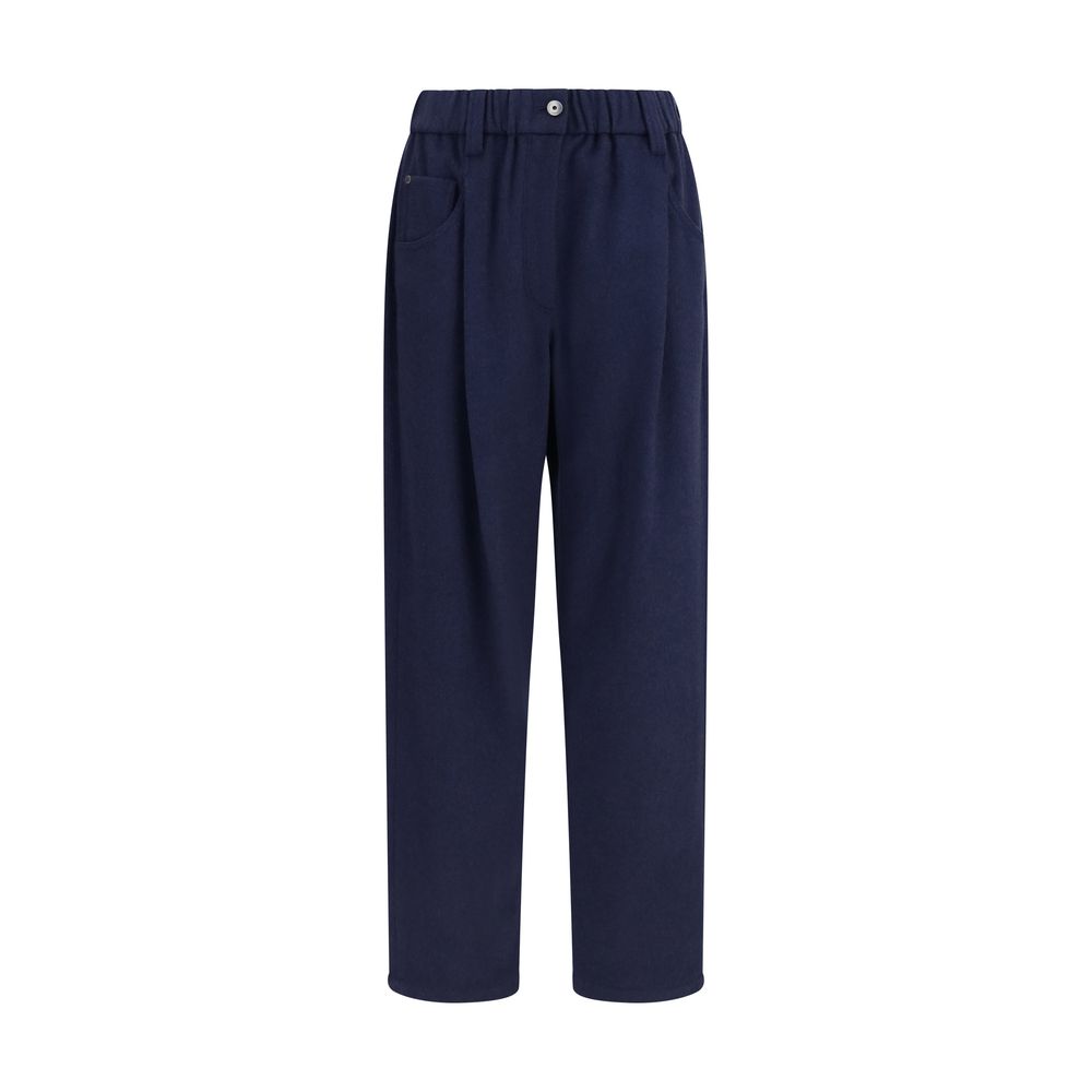 Brunello Cucinelli Blue Stretch Wool Pants