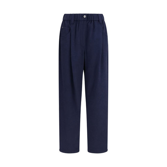 Brunello Cucinelli Blue Stretch Wool Pants