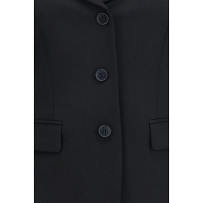 Alexander McQueen Black Wool Structured Off-Shoulder Jacket