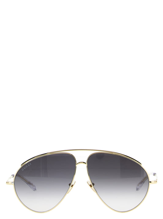 Gucci Gold Metal Aviator Sunglasses