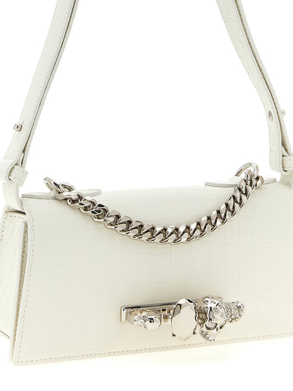 Alexander McQueen White Calfskin Jewelled Mini Shoulder Bag