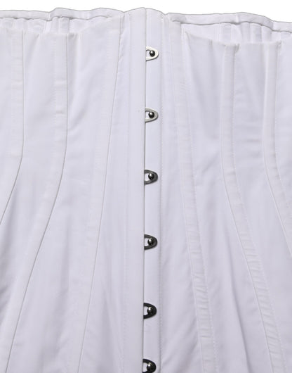 Dolce & Gabbana White Brown Cotton Sleeveless Corset Top