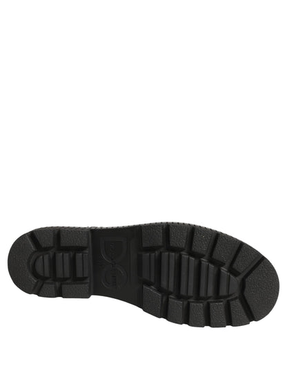 Dolce & Gabbana Black Patchwork Leather Mid Calf Boots for Men