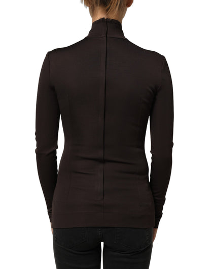 Dolce & Gabbana Brown Turtleneck Long Sleeves Blouse Top