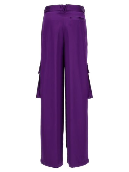 Versace Purple Viscose Loose Leg Cargo Pants