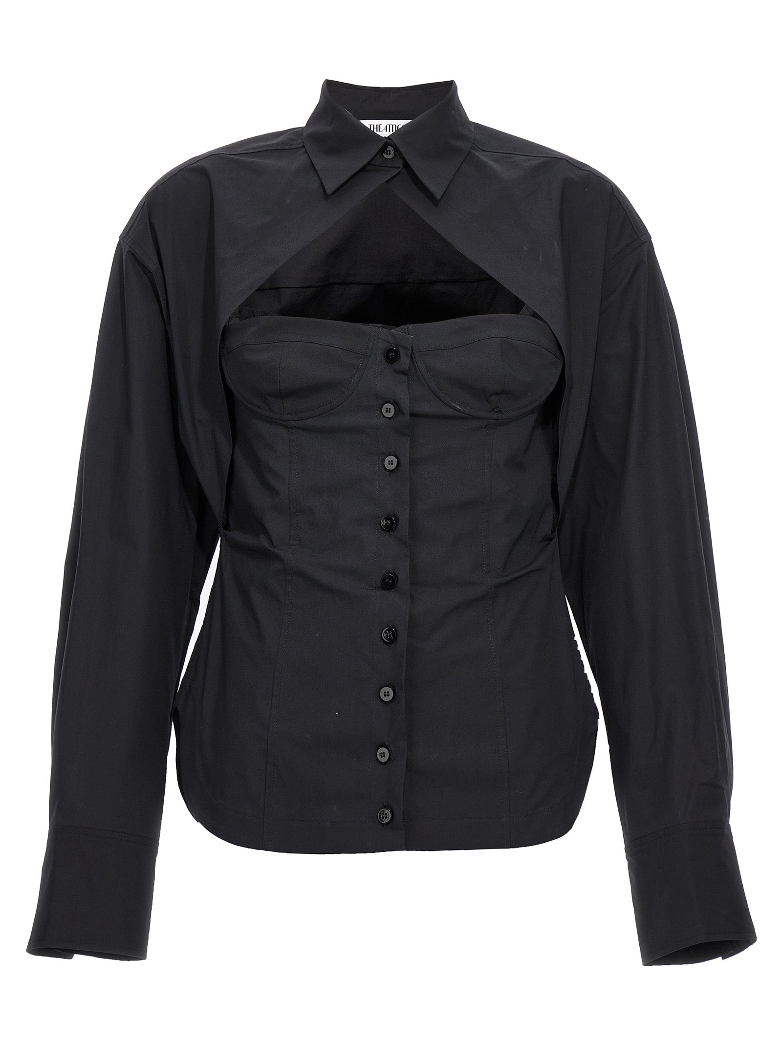 The Attico Black Bustier Cotton Shirt IT40