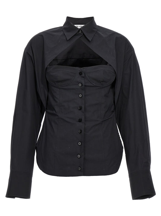 The Attico Black Bustier Cotton Shirt IT40
