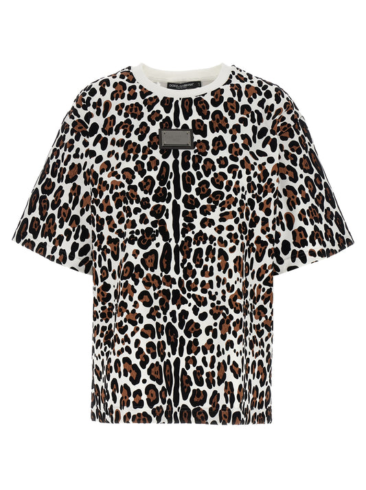 Dolce & Gabbana Leopard Print Cotton T-Shirt