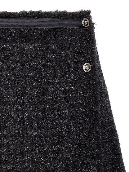 Versace Black Virgin Wool Long Skirt