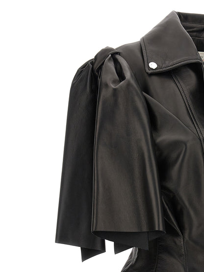 Alexander McQueen Black Lamb Leather Sleeveless Jacket