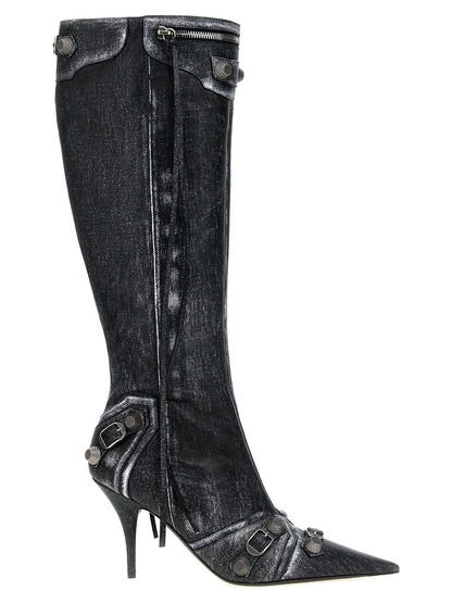 Balenciaga Black Lamb Leather Cagole Over The Knee Boots