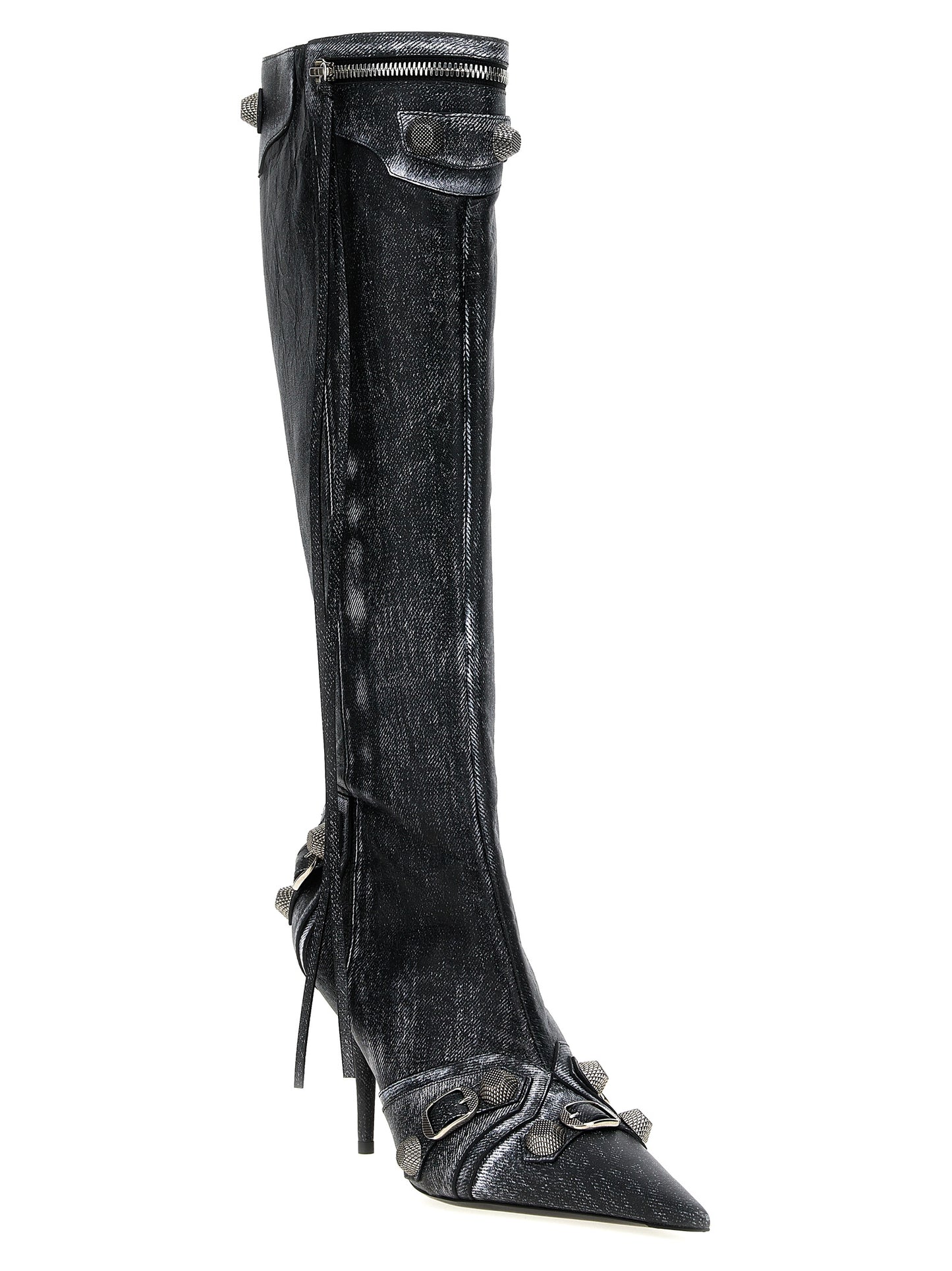 Balenciaga Black Lamb Leather Cagole Over The Knee Boots