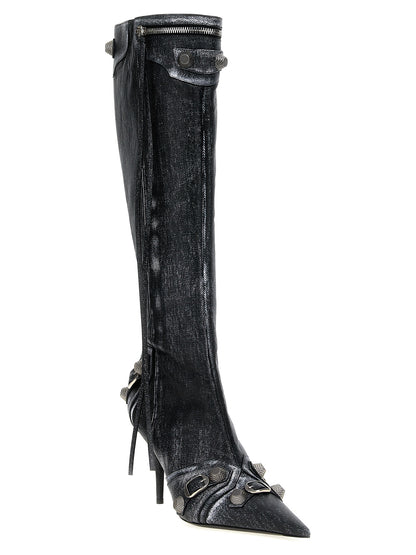 Balenciaga Black Lamb Leather Cagole Over The Knee Boots