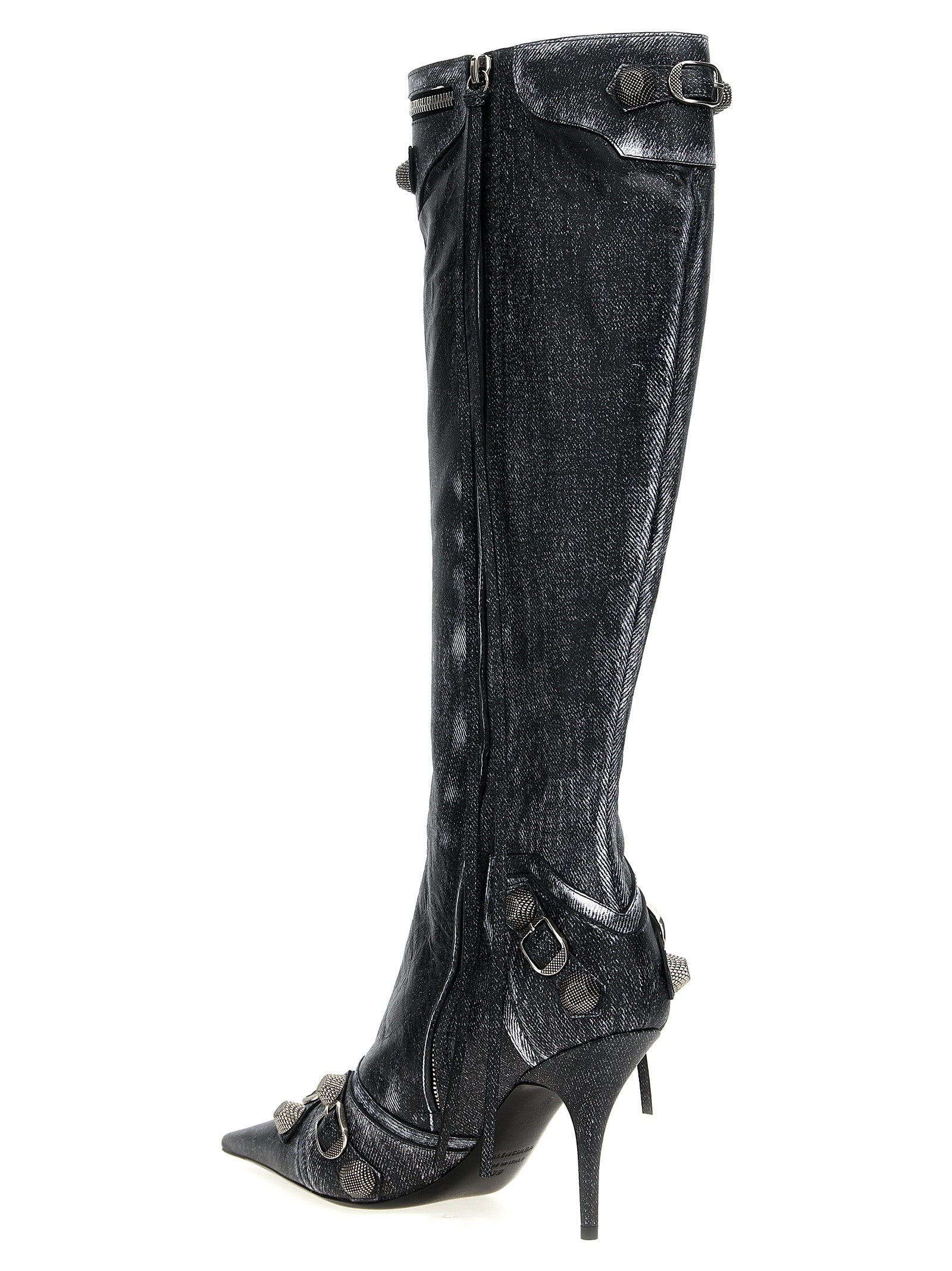 Balenciaga Black Lamb Leather Cagole Over The Knee Boots