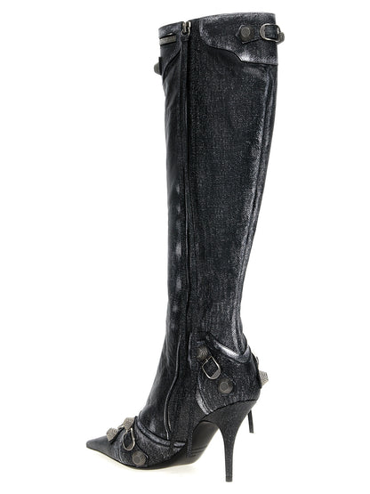 Balenciaga Black Lamb Leather Cagole Over The Knee Boots