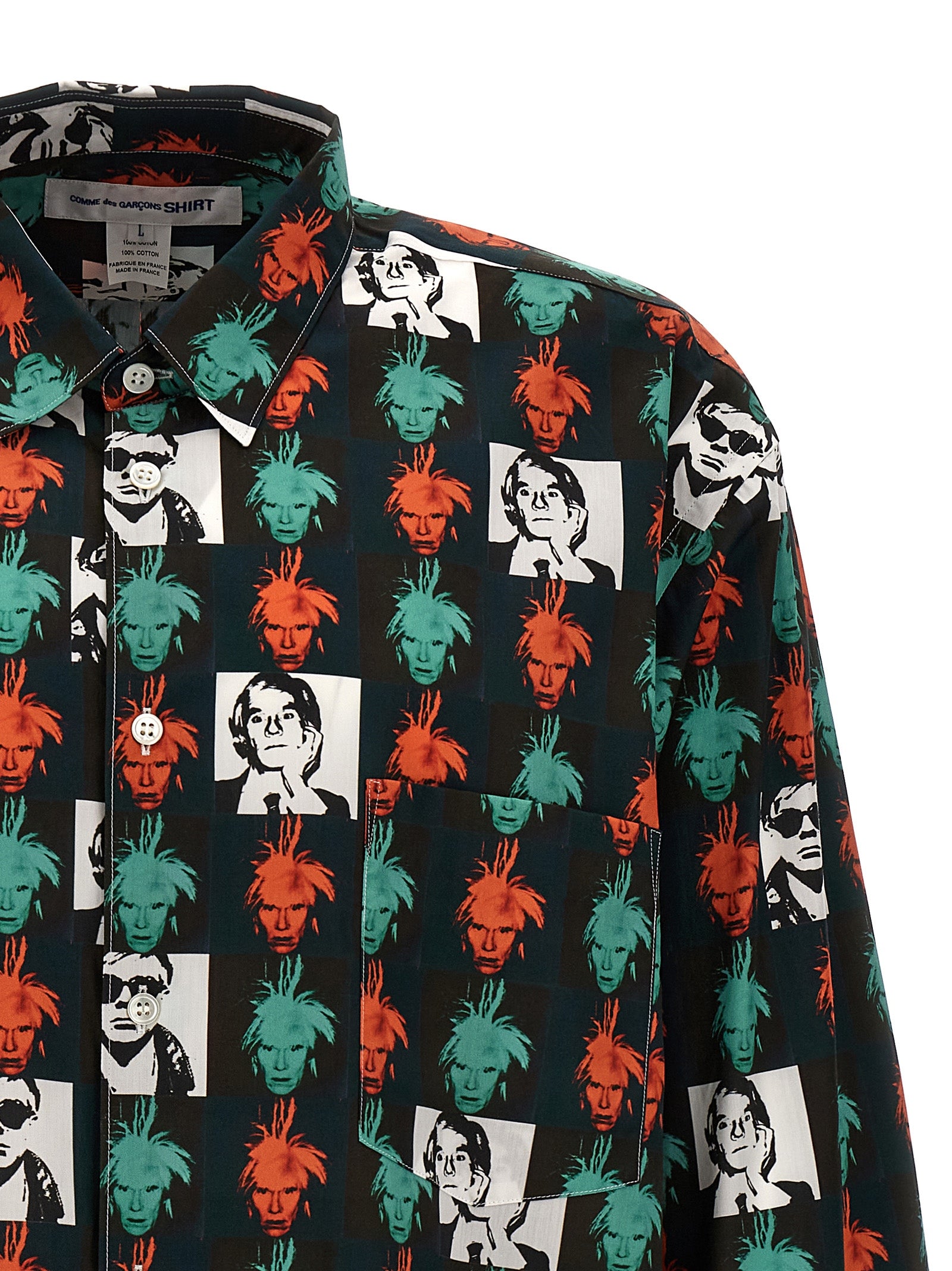 Comme Des Garçons Multicolor Cotton Blouse - Andy Warhol Print