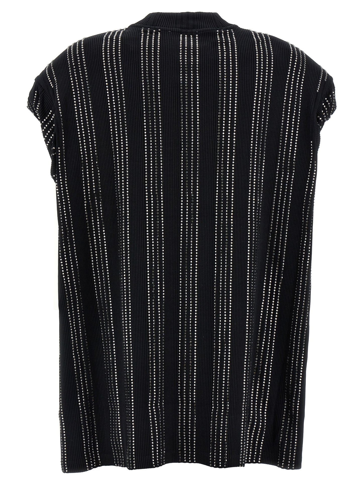The Attico Black Laurie Crystal-Embellished T-Shirt / Mini Dress