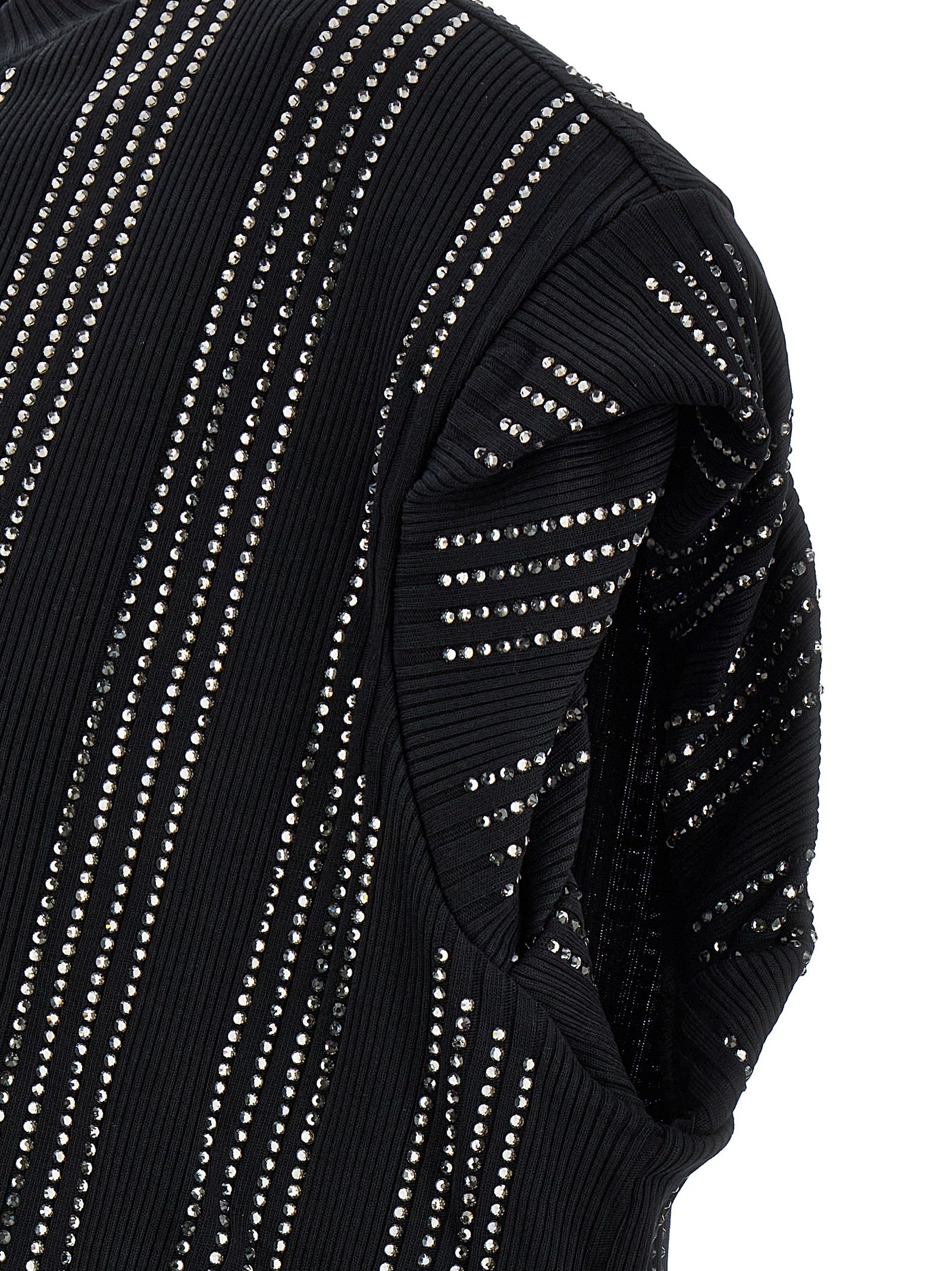The Attico Black Laurie Crystal-Embellished T-Shirt / Mini Dress