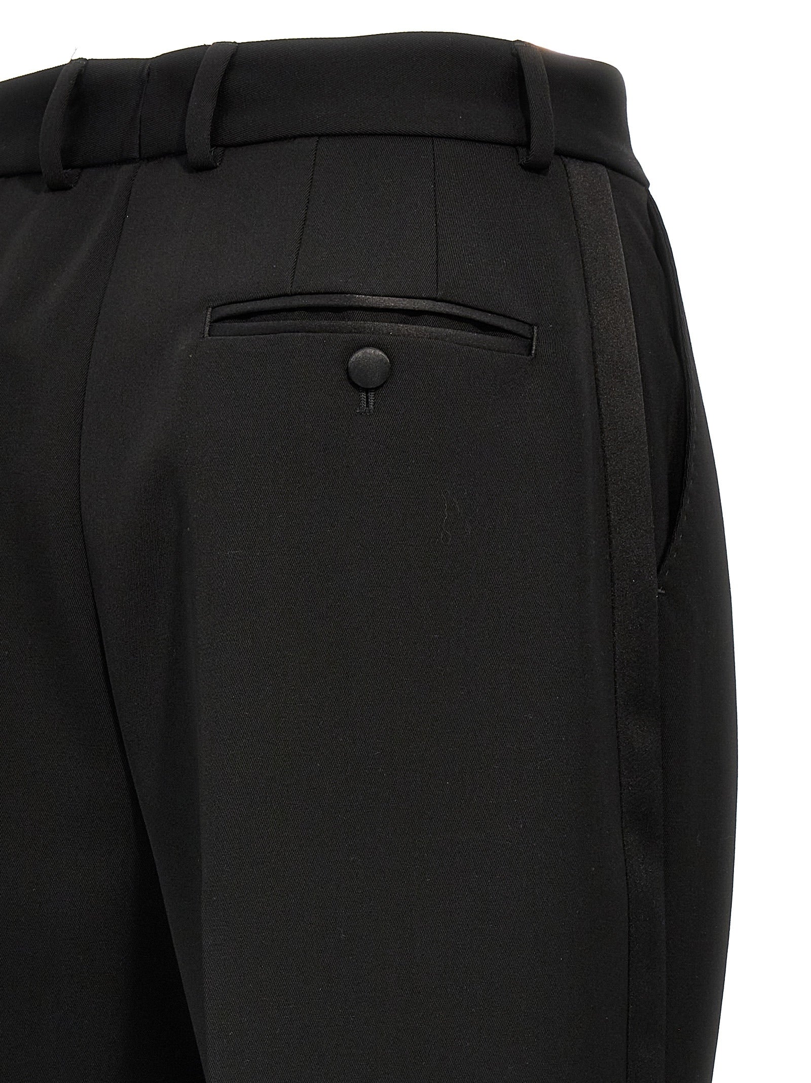 Dolce & Gabbana Black Virgin Wool Tuxedo Pants