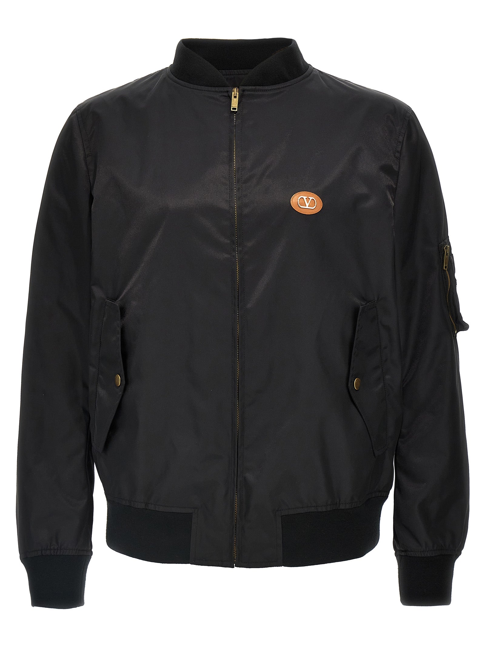 Valentino Garavani Black Polyamide Bomber Jacket