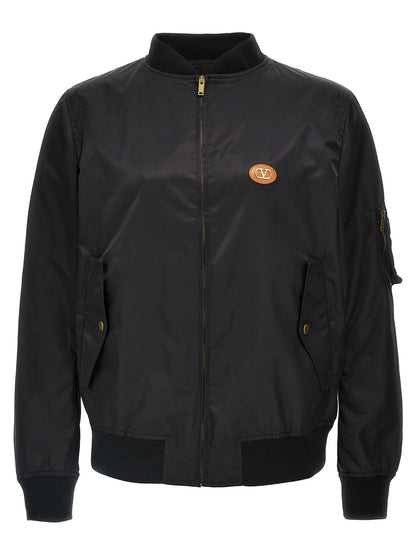 Valentino Garavani Black Polyamide Bomber Jacket