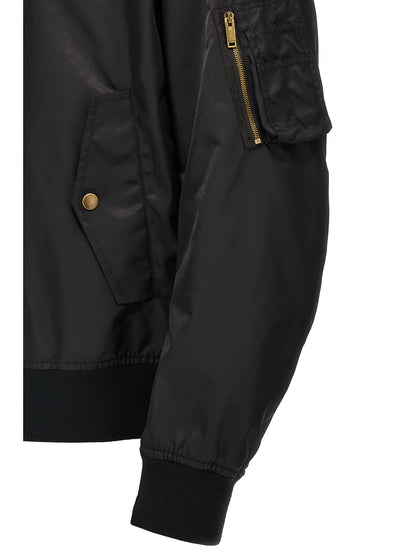 Valentino Garavani Black Polyamide Bomber Jacket