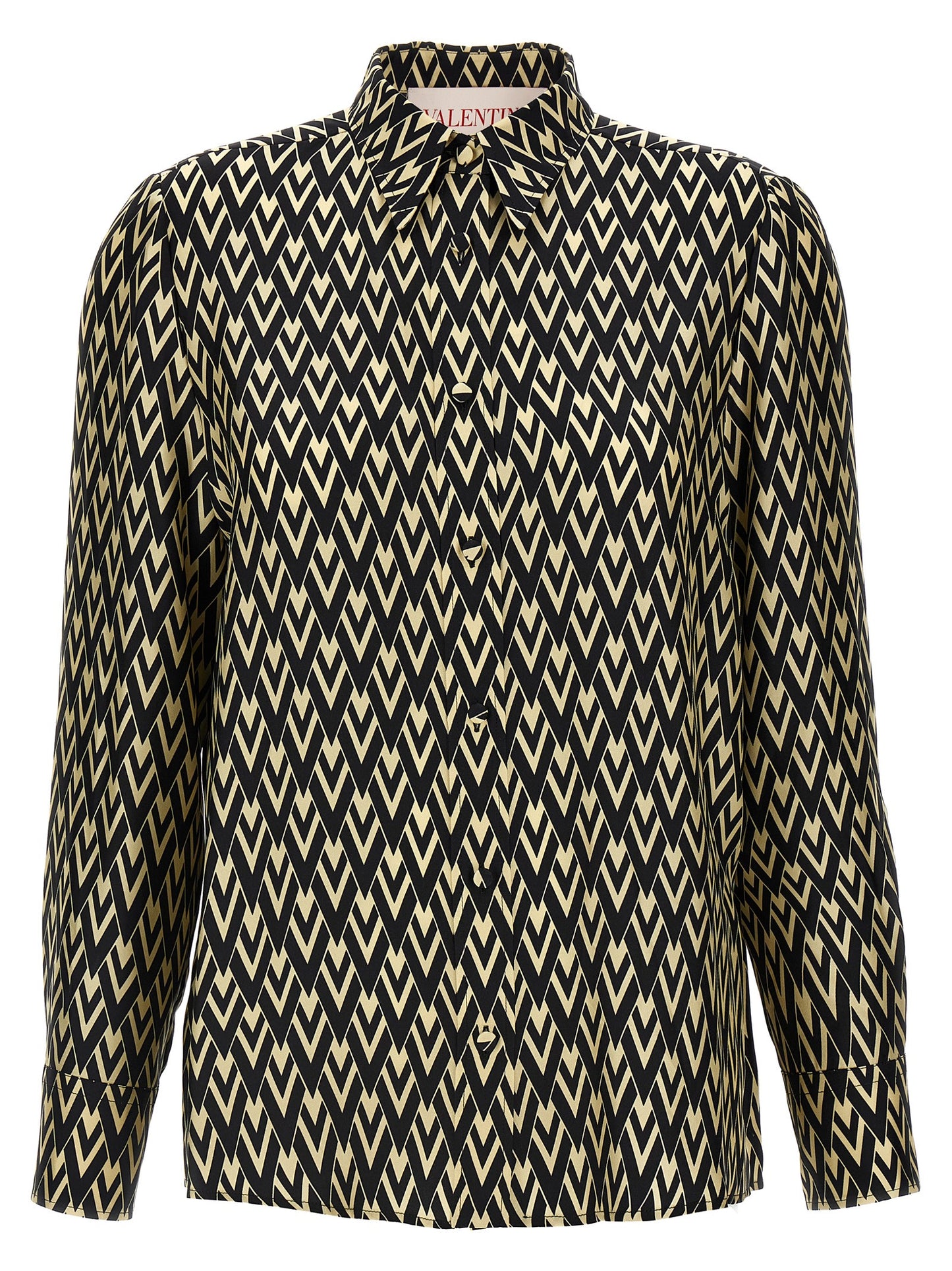 Valentino Garavani Bicolor Silk Blouse in White/Black, IT40
