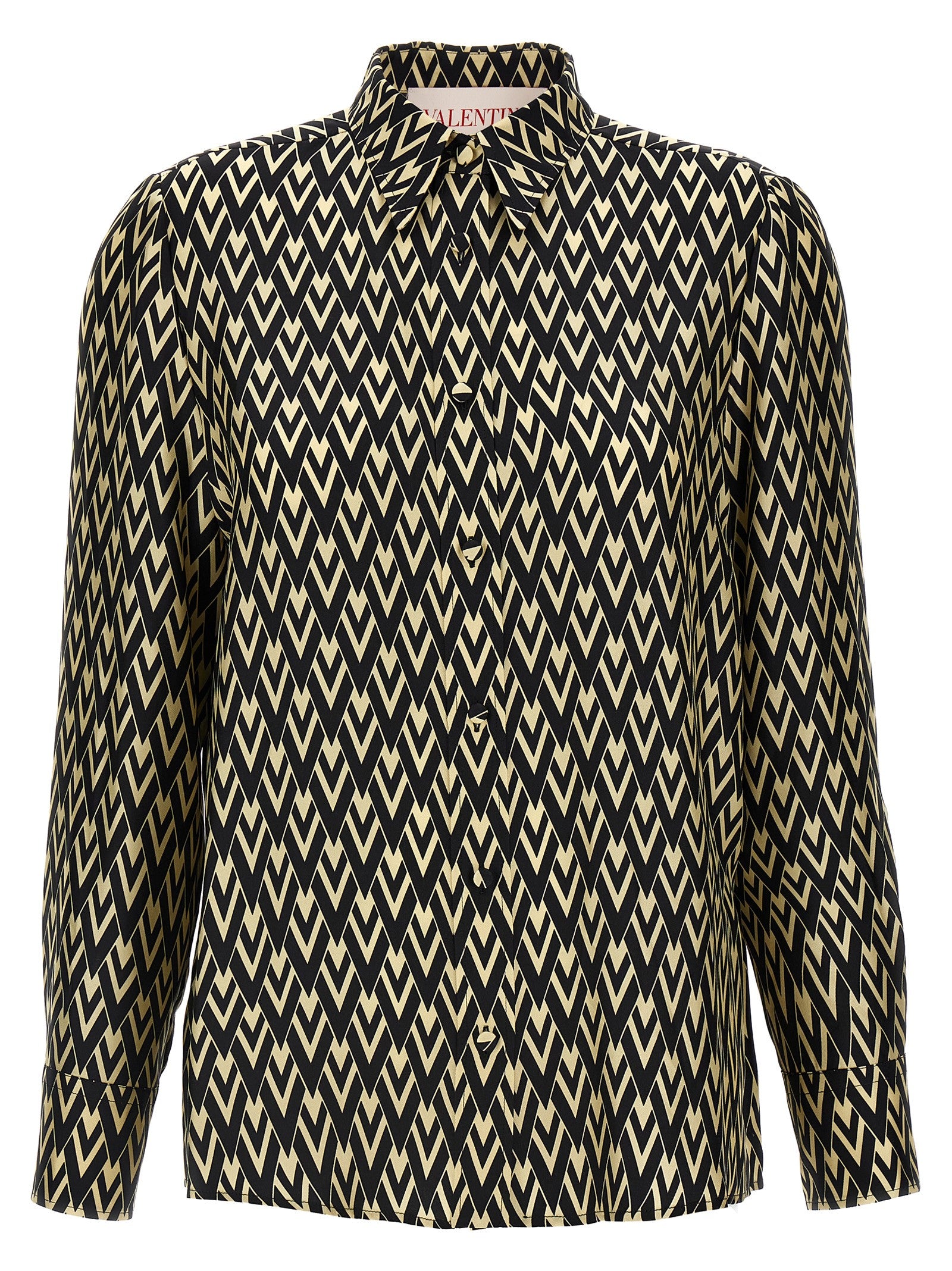 Valentino Garavani Bicolor Silk Blouse in White/Black, IT40