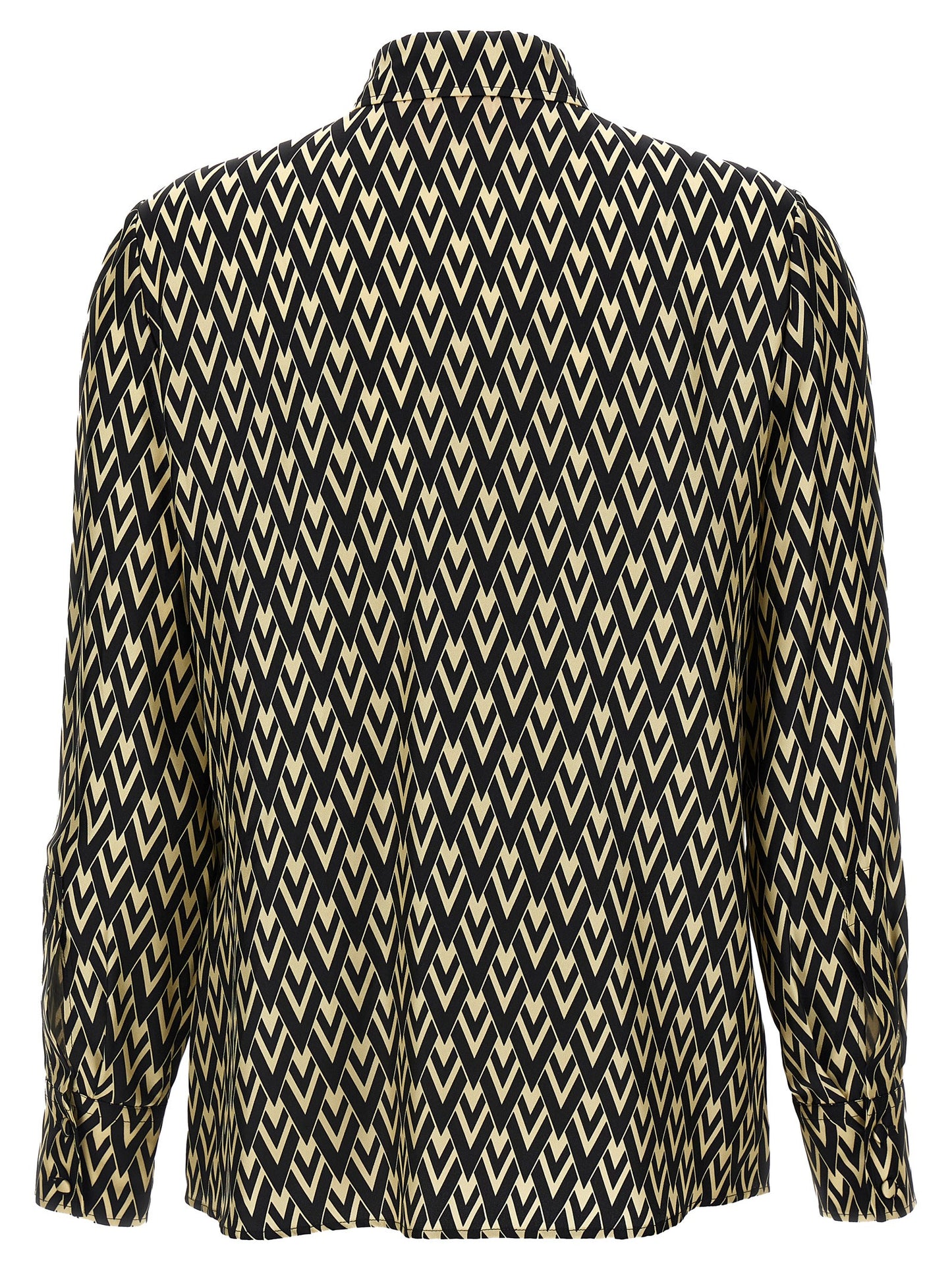 Valentino Garavani Bicolor Silk Blouse in White/Black, IT40